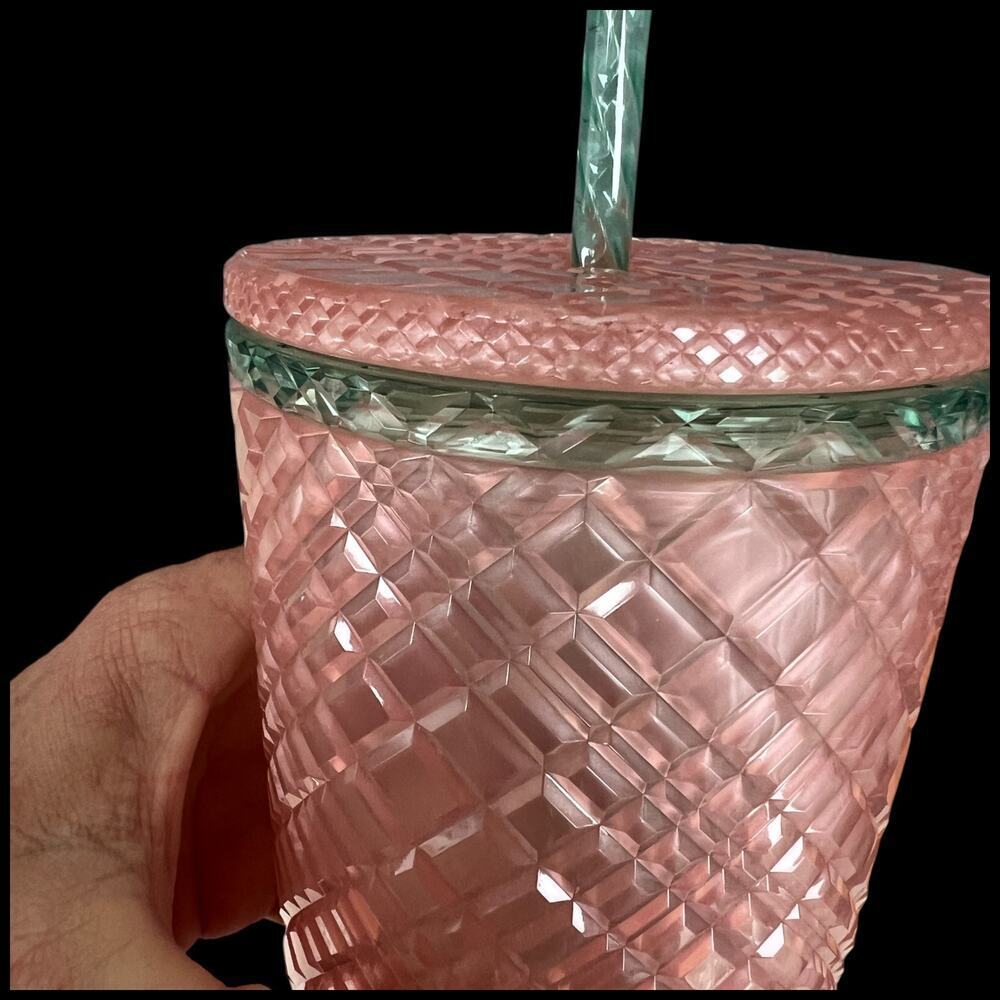 STARBUCKS Pearl Peach Jeweled Diamond Venti Cold Cup Tumbler 24 oz - Picture 6 of 10